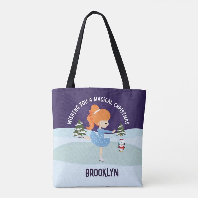 Personalised Christmas Figure Skater Tote Bag (Back)