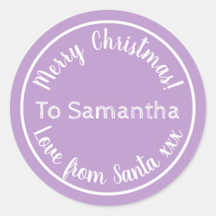 Personalised Christmas from Santa Purple Lilac Classic Round Sticker