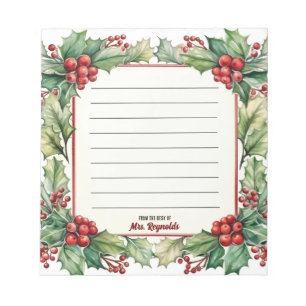 Personalised Christmas From the Desk Of Name Notepad