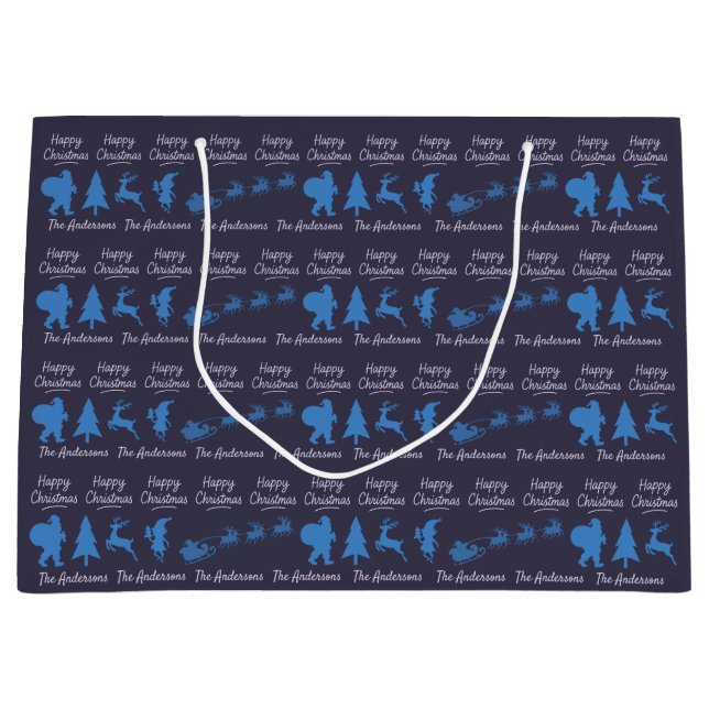 Personalised Christmas Gift Bag - Silhouette Santa (Front)