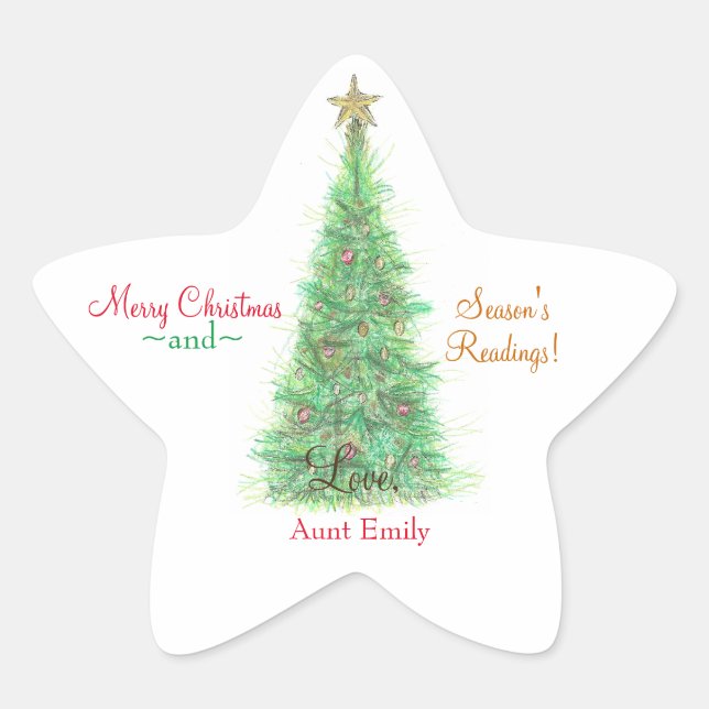 Personalised Christmas gift bookplate  Star Sticker (Front)