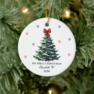 Personalised Christmas Gift for Babies & Newborns Ceramic Tree Decoration