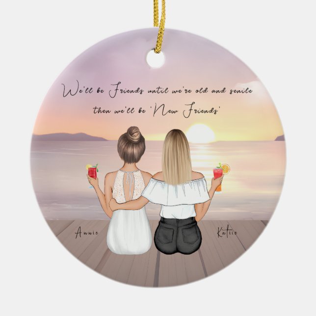 Personalised Christmas gift for best friend Ceramic Tree Decoration (Front)