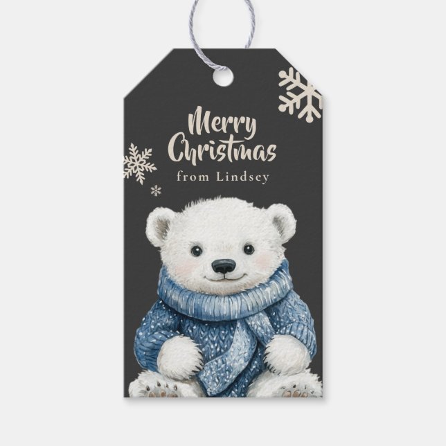 Personalised Christmas Gift Tags with Bear (Front)