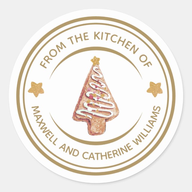 Personalised Christmas Gingerbread Baked Goods Classic Round Sticker (Front)