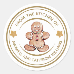 Personalised Christmas Gingerbread Bakery Classic Round Sticker
