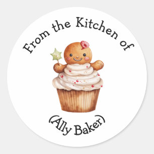 Personalised Christmas Gingerbread Cupcake Favour  Classic Round Sticker