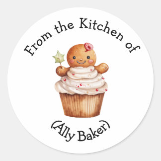 Personalised Christmas Gingerbread Cupcake Favour  Classic Round Sticker