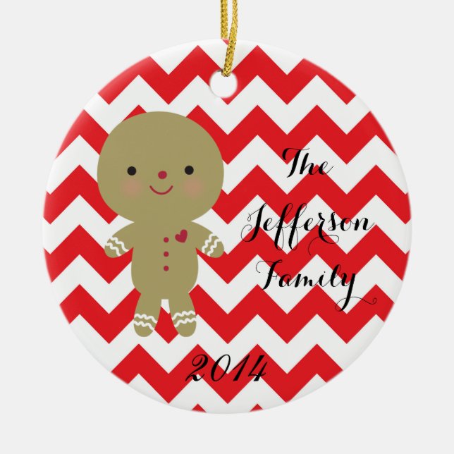 Personalised Christmas Gingerbread Family Ornament (Front)