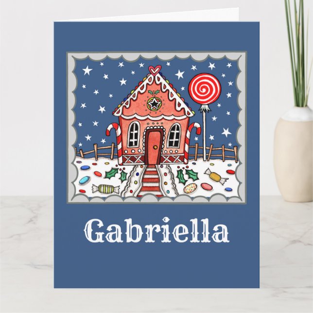 Personalised Christmas Gingerbread House  Card (Front)