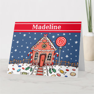 Personalised Christmas Gingerbread House  Card