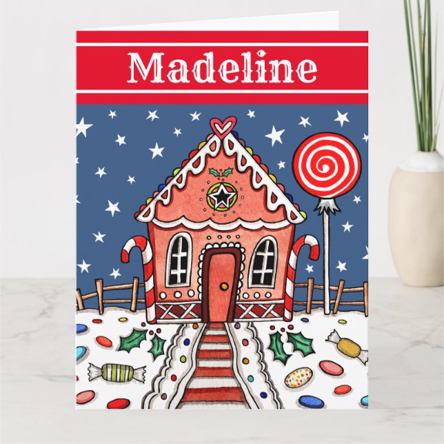 Personalised Christmas Gingerbread House  Card (Front)