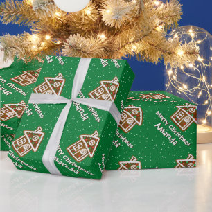 Personalised Christmas gingerbread house cookie Wrapping Paper