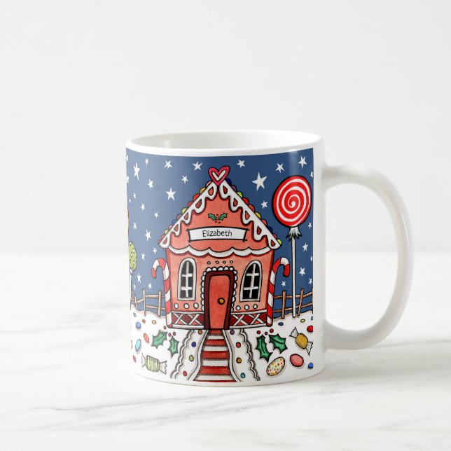 Personalised Christmas Gingerbread House Gift Coffee Mug (Right)