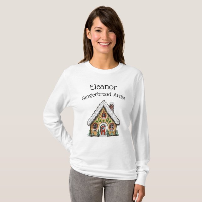 Personalised Christmas Gingerbread House Shirt (Front Full)