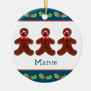 Personalised Christmas Gingerbread Man Ceramic Tree Decoration