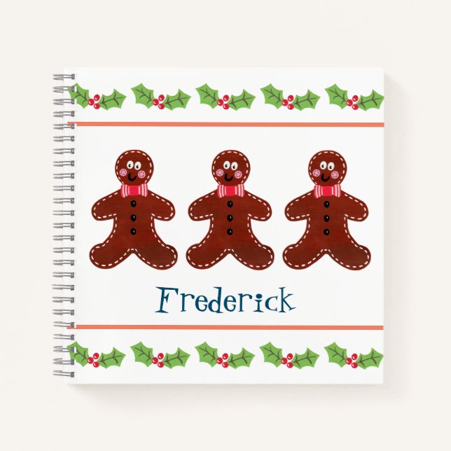 Personalised Christmas Gingerbread Man Notebook (Front)