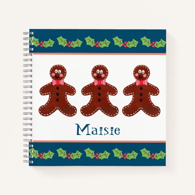 Personalised Christmas Gingerbread Man Notebook (Front)