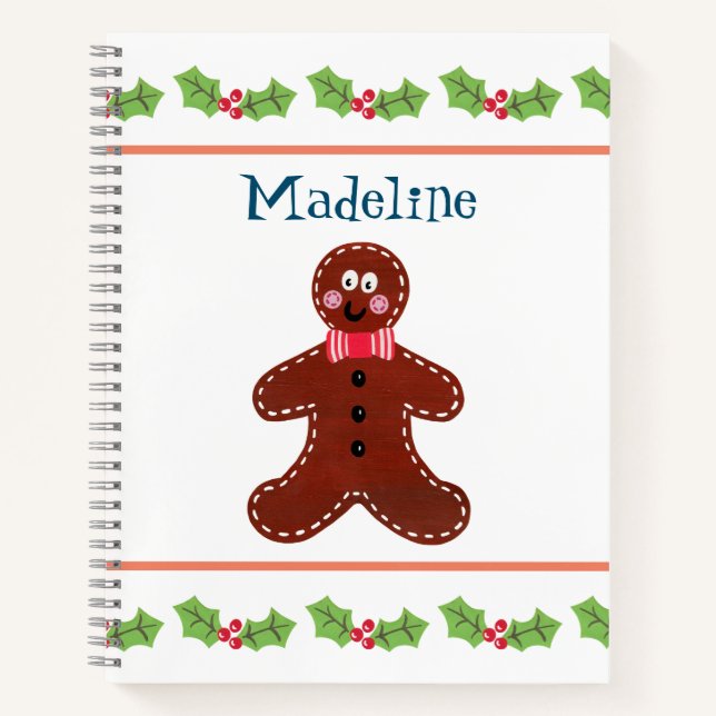 Personalised Christmas Gingerbread Man Notebook (Front)