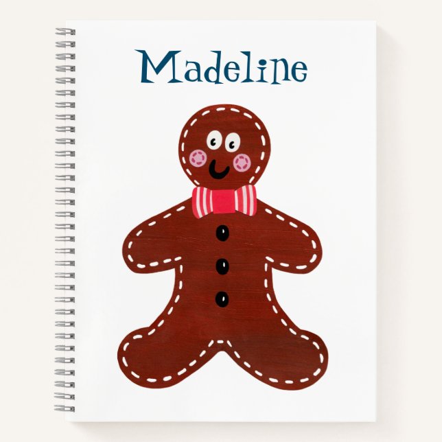 Personalised Christmas Gingerbread Man Notebook (Front)