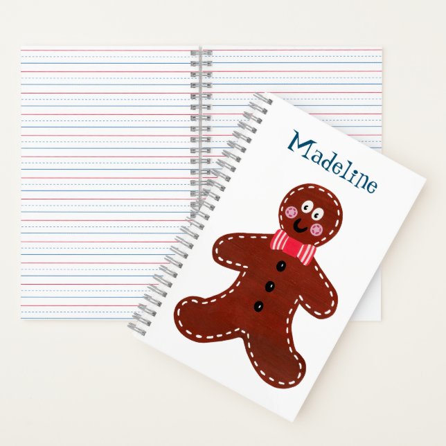 Personalised Christmas Gingerbread Man Notebook (Inside)