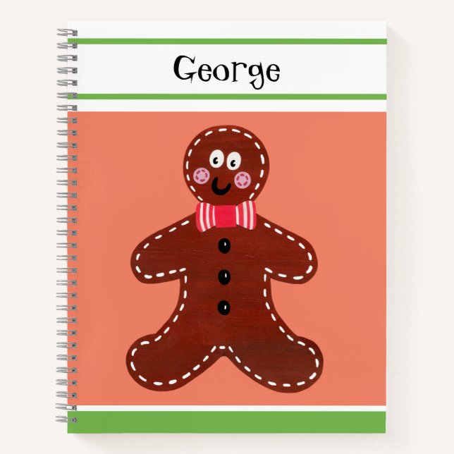 Personalised Christmas Gingerbread Man Notebook (Front)