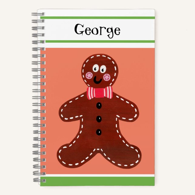 Personalised Christmas Gingerbread Man Notebook (Front)