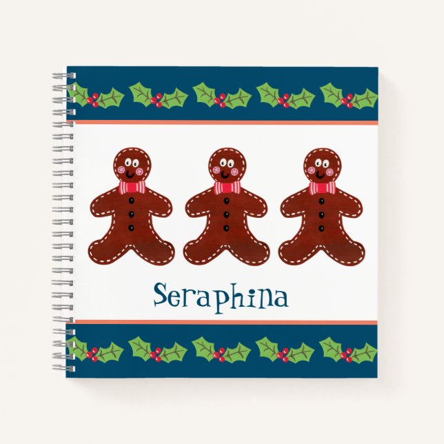 Personalised Christmas Gingerbread Man Notebook (Front)