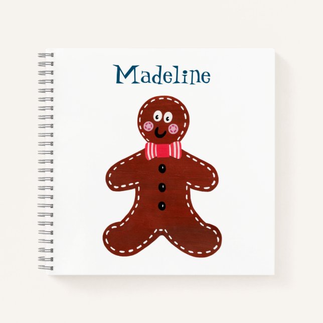 Personalised Christmas Gingerbread Man Notebook (Front)