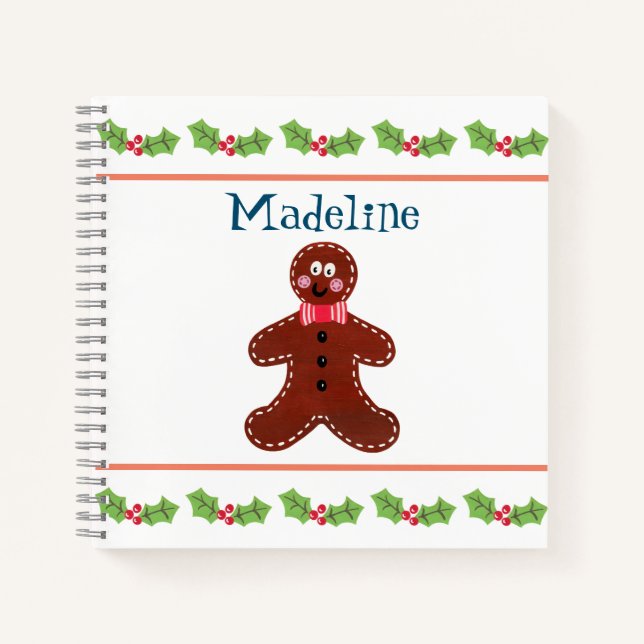 Personalised Christmas Gingerbread Man Notebook (Front)