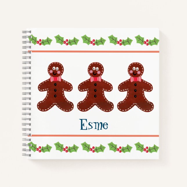 Personalised Christmas Gingerbread Man Notebook (Front)