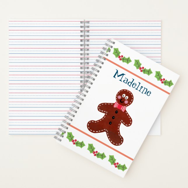 Personalised Christmas Gingerbread Man Notebook (Inside)