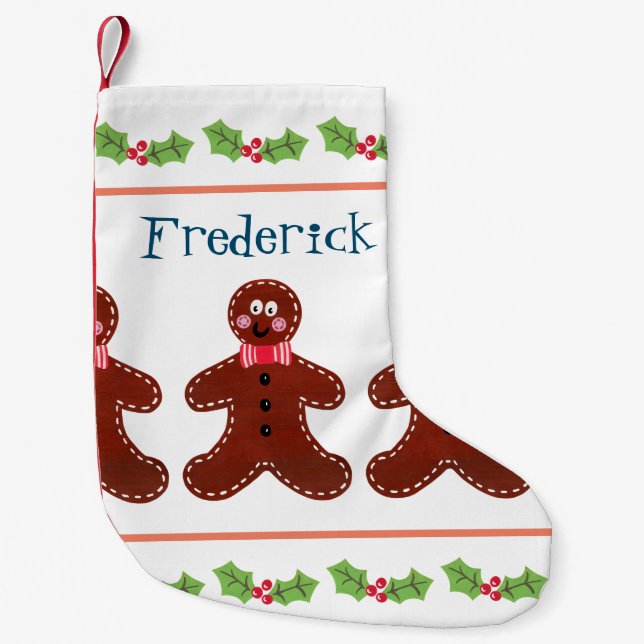 Personalised Christmas Gingerbread Man Small Christmas Stocking (Front)