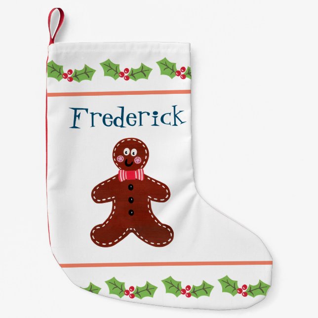 Personalised Christmas Gingerbread Man Small Christmas Stocking (Front)