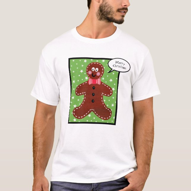 Personalised Christmas Gingerbread Man T-Shirt (Front)