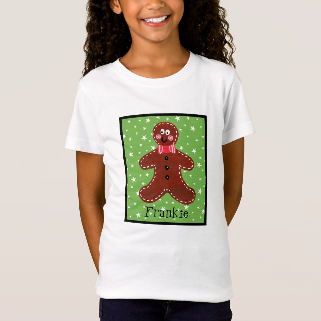 Personalised Christmas Gingerbread Man T-Shirt (Front)