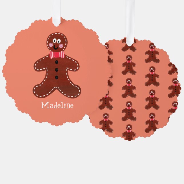 Personalised Christmas Gingerbread Man Tree Decoration Card (Front/Back)