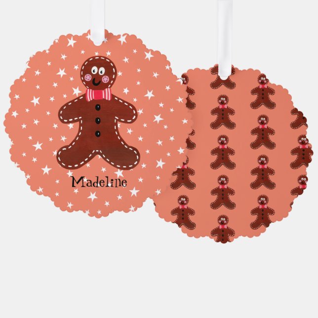 Personalised Christmas Gingerbread Man Tree Decoration Card (Front/Back)