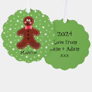 Personalised Christmas Gingerbread Man Tree Decoration Card