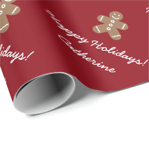 Personalised Christmas gingerbread wrapping paper