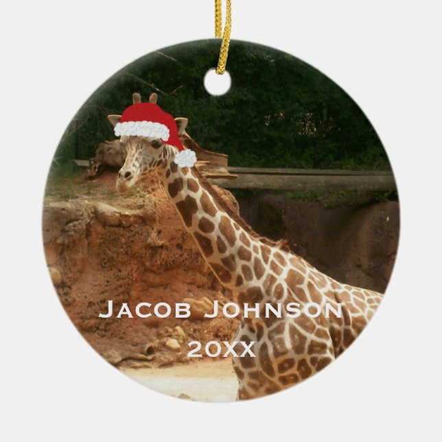 Personalised Christmas Giraffe Ornament (Front)