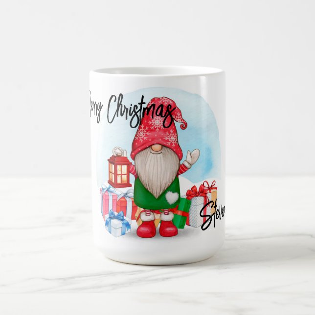 Personalised Christmas Gnome Coffee Mug (Center)