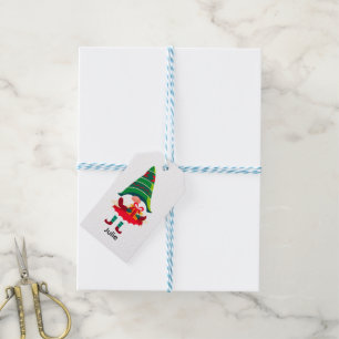 Personalised Christmas Gnome Holding a Gift Box Gift Tags