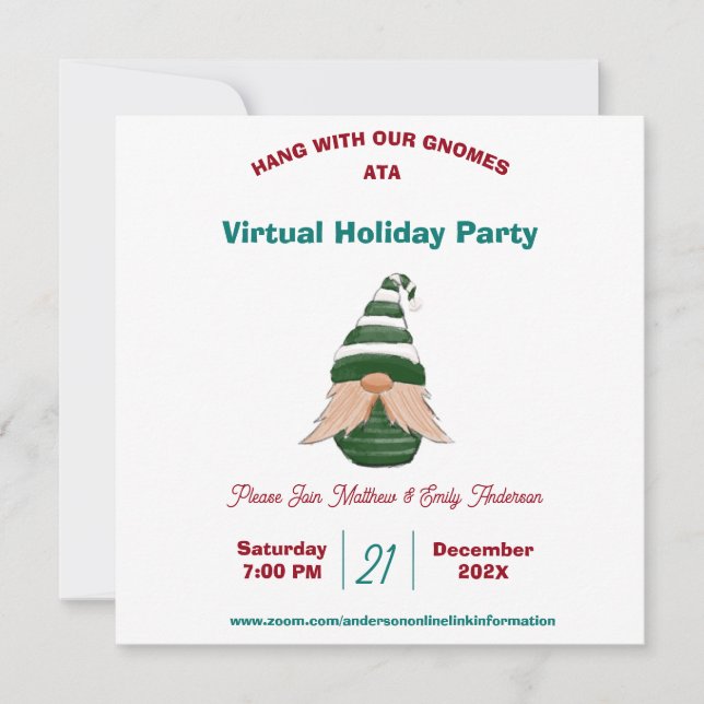 Personalised Christmas Gnome Invitation  (Front)