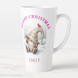 Personalised Christmas Gnome Watercolor Latte Mug