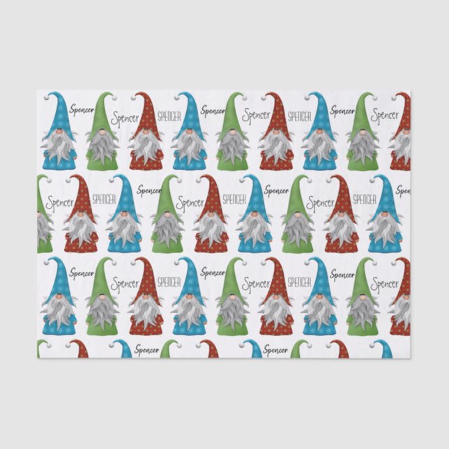 Personalised Christmas Gnomes Tissue Paper Sheets (Front)