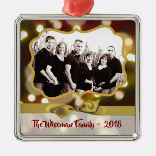 Personalised Christmas Gold Bokeh PHOTO Ornament