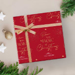 Personalised Christmas Gold Calligraphy Name Red Wrapping Paper<br><div class="desc">Complete your Christmas gifts with a personalised elegant Christmas wrapping paper. This luxurious red and gold Holiday Gift Wrapping Paper includes gold effect calligraphy Christmas Tree design,  gold glitter with modern script font with a space for your family name.</div>