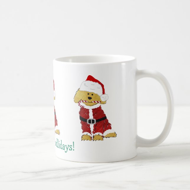 Personalised Christmas Goldendoodle Santa Claus Coffee Mug (Right)