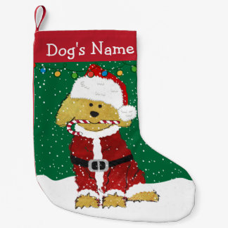 Personalised Christmas Goldendoodle Santa Claus Small Christmas Stocking